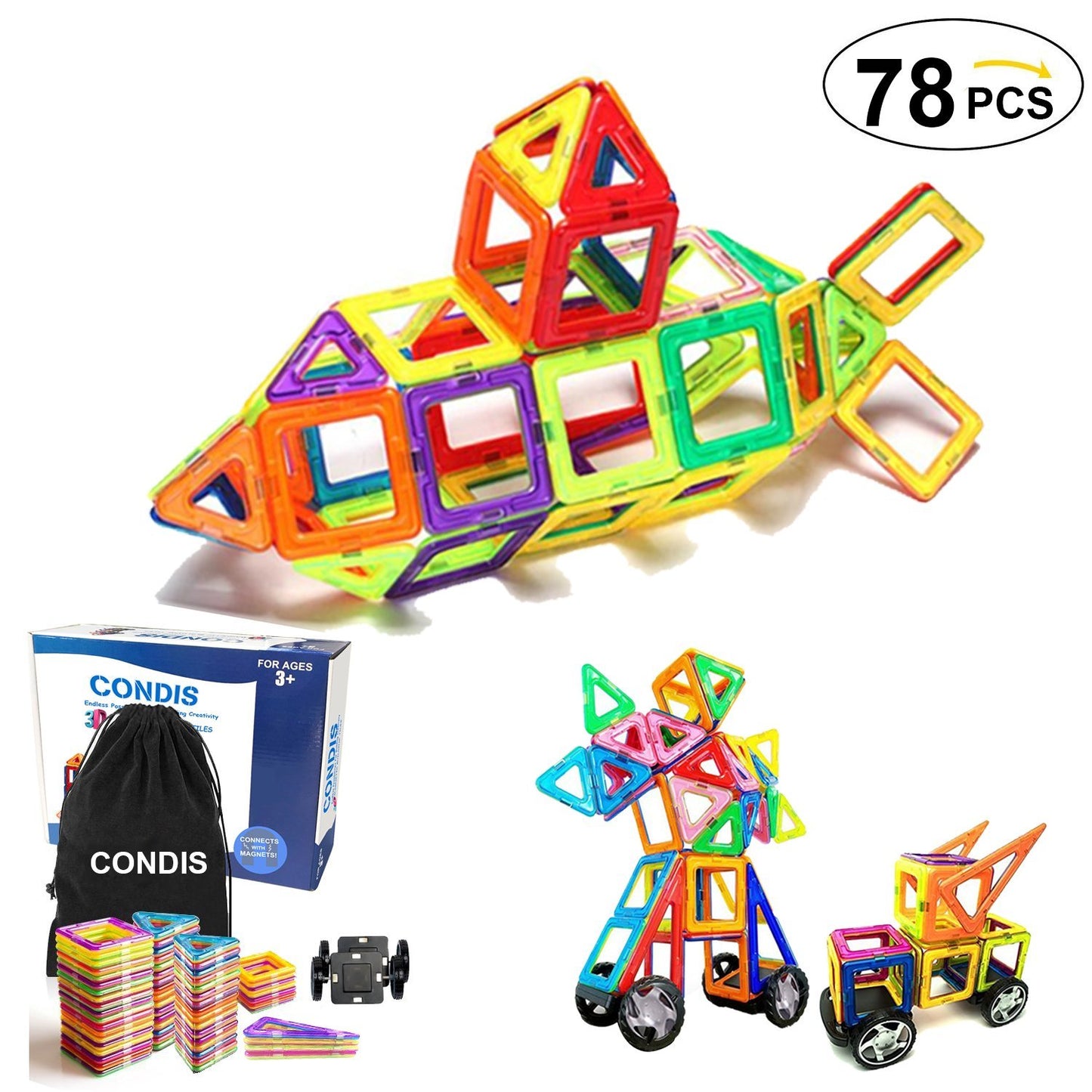 Condis 78Pcs Magnetic Building Blocks Set - Condistoys